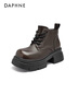 达芙妮厚底马丁靴女秋冬季加绒短靴2025新款棕色复古英伦风增高靴子女鞋 实拍图