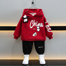 迪士尼（Disney）男童加绒套装新款宝宝衣服秋冬儿童卫衣韩版中小童保暖连帽两件套 酒红色熊猫挂件套装（春秋） 100 码 建议2-3岁 体重25-30斤 实拍图