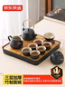 京东京造 茶具整套 功夫茶具陶瓷套装茶壶茶杯茶盘【黑陶提梁壶】 12件套  实拍图