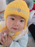 李晨曦（Lichenxi）宝宝帽子秋冬季婴儿毛线帽护耳女童可爱男童婴幼儿童冬天保暖针织 黄色  双球爱心猫咪护耳毛线帽 小号适合2-12个月宝帽围40-48CM 实拍图