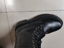井迈【牛皮】马丁靴男中帮英伦秋冬款增高黑色高帮皮鞋机车工装短靴子 黑色高帮拉链【加绒款】 40 码（=运动鞋41） 实拍图
