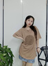 韩惠芷短袖t恤女2025夏季新款韩版宽松刺绣百搭显瘦圆领中长款半袖女装 卡其色 M 【建议80-120斤】 实拍图