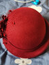 公主兔羊毛帽子女秋冬贝雷帽韩版百搭优雅名媛卷边小礼帽复古渔夫帽圆顶 酒红色 可调节 实拍图