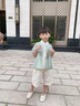 罗蒙男童汉服新中式国风中秋儿童唐装毕业演出服 浅绿色套装 90 实拍图