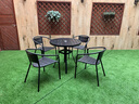 莫 家户外桌椅塑木室外组合咖啡桌椅庭院桌椅桌椅喝茶餐桌铝合金桌椅 4+80cm桌【全铝合金】+黑色 实拍图