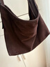 裘真植鞣（磨砂皮）自在hobo包复古单肩斜挎包大容量通勤包女 咖啡色-加大号（磨砂皮版） 大包 实拍图