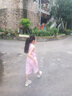 艾诺轮女童套装夏装短袖童装儿童夏天短款T恤薄款宽松休闲少女女孩两件套休闲夏季时尚洋气小孩子女大童衣服 藕色 百褶袖套装皮粉色（偏小 140 适合126-135cm 实拍图