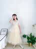 小咔衣浓（Xiaokayinong）儿童礼服公主裙长袖花童婚礼蓬蓬纱女童主持人钢琴演奏演出服夏季 香槟色L068中袖长款 130 实拍图