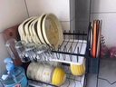 阿马福云厨房置物架碗碟收纳架家用碗筷收纳盒碗柜多层放碗盘碗架沥水架JM 【经典款】双层 黑色（刀架筷筒 实拍图