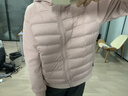 雪中飞（SNOWFLYING）轻薄鹅绒羽绒服女士2025新款卫衣拼接时尚保暖百搭秋冬保暖外套 粉色 XL 180/120-140斤 实拍图