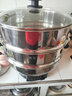 惠当家（Hui Dang Jia）电锅电热锅电炒锅一体多功能锅电蒸锅电煮锅电火锅定时加厚不锈钢锅炒菜家用多用途锅 【304不锈钢】34cm一锅双笼(定时款) 实拍图