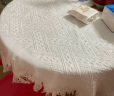 艾薇桌布白色蕾丝餐桌布棉织茶几台布圆桌布正方形盖布90*90米白T格 实拍图