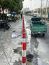 钢管警示柱镀锌红白交通固定防撞柱路障柱隔离防撞杆挡车固定立柱防撞柱 固定款镀锌立柱76*600*1.5 红白贴膜 实拍图
