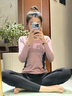 斯泊恩瑜伽服套装女短袖专业健身运动服跑步训练高级感普拉提紧身速干衣 藕粉短袖+长裤(二件套) M （85-100斤） 实拍图