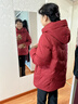 隽狐中老年羽绒服女短款妈妈冬装加厚大码60岁70老人奶奶太太冬季外套 红色 XL 【推荐85-105斤】 实拍图