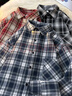 SWAMP AREA复古格子衬衫男春秋宽松休闲港风长袖衬衣外套CS006藏青M 实拍图