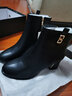 达芙妮高跟鞋女法式粗跟短靴增高显瘦皮靴女4622607023 黑色（加绒） 40 实拍图