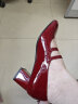 拔佳（Bata）【林允同款】玛丽珍单鞋女春秋商场新款洛丽塔中跟软底AHA07AQ3 红色（新） 36 晒单实拍图