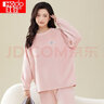 红豆秋冬女式套头法兰绒睡衣女士甜美小清新可外穿家居服套装 838豆沙粉 L 170/92A 实拍图