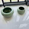 水培容器陶瓷开片陶瓷水培小花盆铜钱草花器小清新容器桌面花盆 螺纹-天青 实拍图