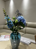 傲石玻璃花瓶透明干花插花现代简约茶几餐桌软装饰品家居客厅轻奢摆件 高23.5CM+奈斯绣球花束(蓝色) 实拍图