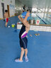 美津浓（MIZUNO）儿童游泳衣女专业竞速训练学生连体五分长裤速干泳装A1404蓝130 实拍图