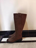 狄德拉真皮不过膝长筒靴女秋冬款厚底粗跟显瘦高筒骑士靴百搭方头长靴 棕色单里（标准筒围） 38 (240mm) 标准码 实拍图
