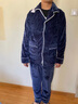 雅鹿睡衣冬季男士睡衣翻领珊瑚绒加厚加绒家居服套装高端轻奢抗静电 NSCBF-藏青色 L -170/92A 【建议体重90-130斤】 实拍图