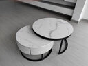 双虎家私 轻奢圆形茶几现代简约客厅小户型收纳岩板茶几组合310 310茶几组合【单抽】 实拍图