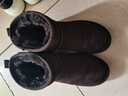 ZHR雪地靴女加绒保暖靴子女真牛皮防水短靴女圆头棉鞋女 咖啡色 36 实拍图