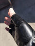 鑫诺翔真皮半指手套男士冬季加绒保暖防寒开车骑行健身露指机车羊皮手套 黑色(丝里薄款) L 实拍图
