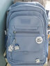 匡睿 书包初中生女大容量高中大学生双肩包高颜值小学生3-6年级背包 蓝色（带面包片挂件+1枚小吊坠） 实拍图
