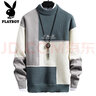 花花公子（PLAYBOY）毛衣男秋冬季针织衫男士外套头打底衫圆领拼色保暖毛线衣服 实拍图