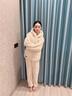 Teenie Weenie小熊女士加绒睡衣秋冬季连帽加厚保暖家居服套装男 燕麦米（女款） S 建议155-162cm/80-115斤 实拍图