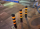 兰彩加厚钢管警示立柱防撞柱可拆卸车挡活动带锁小区广场路桩 内锁活动立柱带顶环114*500*0.8黑色贴黄膜 实拍图