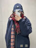 BM外套早秋女加厚2025新款棉服秋冬季内里红色格子拉链卫衣外套 藏青色 均码 实拍图