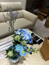 傲石玻璃花瓶透明干花插花现代简约茶几餐桌软装饰品家居客厅轻奢摆件 高23.5CM+奈斯绣球花束(蓝色) 实拍图