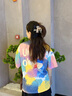 韩惠芷短袖t恤女新款2025年韩版时尚宽松扎染潮流洋气印花圆领显瘦上衣 深彩色 M 实拍图