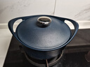 归.禾器24CM珐琅铸铁汤锅搪瓷家用生铁煲汤锅不易粘锅电磁炉通用双耳炖锅 珐琅炖锅【黛蓝】 24cm 实拍图