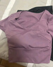 DUTRIEUX 瑜伽服女套装健身运动服跑步训练衣含胸垫T恤拼接短袖瑜伽裤 瑜伽服两件套果酱紫+黑 L（建议110-130斤） 实拍图
