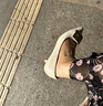 百丽（Belle）方扣高跟鞋女商场同款羊皮细跟单鞋Z2N2DCQ3 米白 35 (225mm) 实拍图