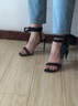 CHARLES&KEITH一字带缎面蝴蝶结绑带高跟凉鞋子女鞋生日礼物送女友CK1-61720177 BLACK TEXTURED黑色纹理 40 实拍图