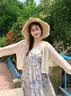 小野七天波西米亚钩花长袖罩衫女春秋季外搭针织上衣短款小披肩开衫外套 均码 实拍图