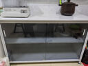 四季沐歌厨房置物架橱柜餐边收纳柜碗柜微波炉烤箱落地置物储物柜用具大全 【钢化玻璃+岩板】白3层120长 实拍图