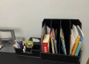 AKBK笔筒多功能桌面茶几遥控器收纳盒会议室办公用品文具皮质名片盒黑 双笔筒-黑色牛皮纹 实拍图