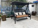 梵派（FAPOLITE） 户外秋千吊椅室外庭院花园阳台防雨铸铝合金太阳能网红荡秋千 海洋之心黑金沙-太阳能三人秋千 实拍图