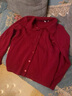 兆君秋冬本命年红色羊绒衫女装翻领衬衫纯色衬衣针织衫上衣毛衣 石榴红 XL 实拍图