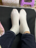 禾句（HEJU）袜子女中筒纯白色棉质学生袜可爱布标女士无染料双针女袜 礼盒装：白色布标5双装 均码（适合34-39码脚） 实拍图