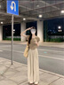 雪妃蓝琪休闲裤子女2026新款夏季女装小个子时尚气质穿搭显高显瘦阔腿裤 咖色上衣+卡其裤子 L 【建议100-120斤】 实拍图