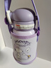 史努比儿童保温杯幼儿园男女孩吸管小学生专用水杯食品级316L背带水壶 紫色520ML【防摔杯套+杯刷】 实拍图